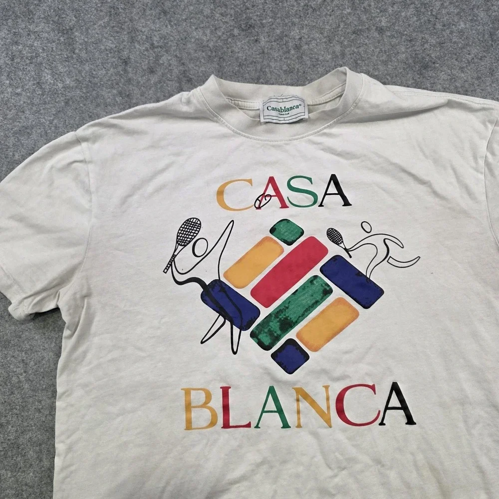 Casablanca Tennis Club T Shirt Mens XL White Casa Blanca Tennis Graphic Tee